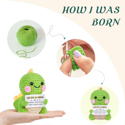 Handmade Auntiesaurus Crochet Dinosaur - Cute Gift for Auntie