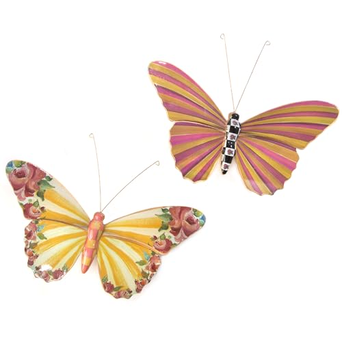 MacKenzie-Childs Butterfly Wall Decor Set – 2 Piece Hanging Resin Wall Art