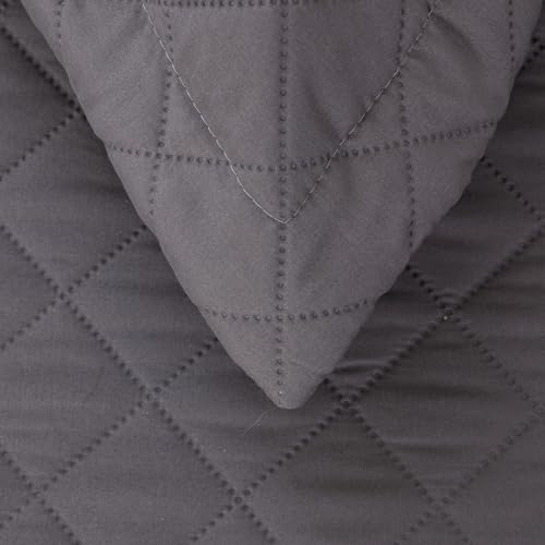 5-Piece Twin Daybed Cover Set - Quilted Microfiber Bedding with Shams, Gray