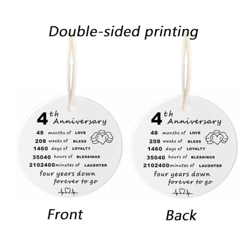 4th Wedding Anniversary Ornament for Him - 4 Years of Marriage Gift - Christmas Holiday Decor - Listing-Ornaments-4