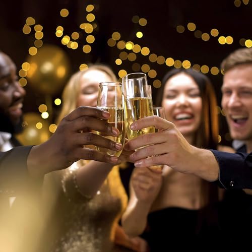 Bravario Heavy Duty Unbreakable Stemless Champagne Flutes Set of 8, 8.5 oz BPA-Free Tritan Glasses