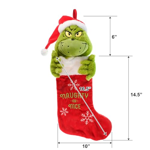Dr. Seuss Grinch Christmas Stocking - 24 Inch Plush Holiday Decor