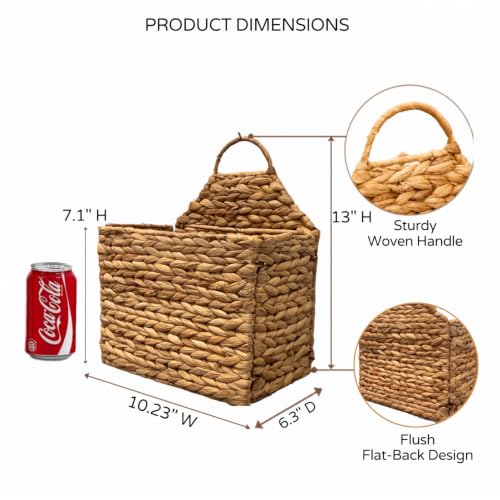 Woven Hanging Wall Basket - Flat Back Farmhouse Storage Organizer