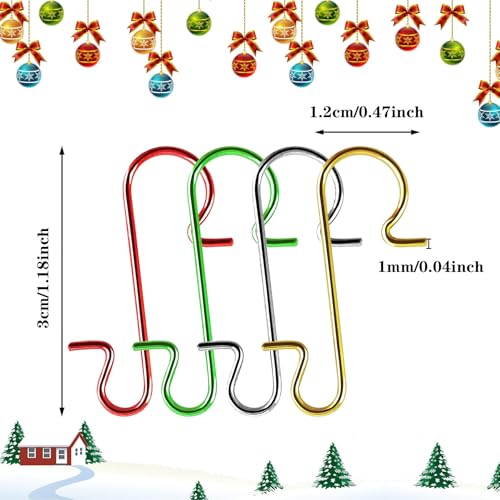 240Pcs Christmas Ornament Hooks Set - Gold, Silver, Red, Green Metal Hooks with Storage Box