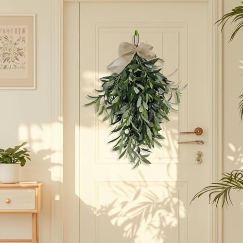 Artificial Olive Teardrop Swag 24-Inch Wall-Mounted Garland Decor