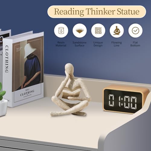 Abstract Thinker Statue Reading Figurine for Bookshelf & Desk Decor