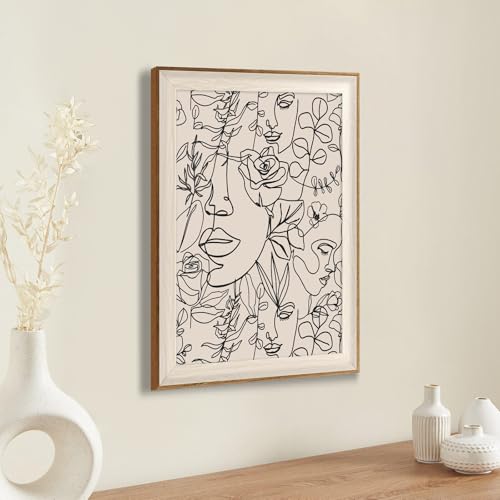Abstract Framed Wall Art 16x24 Minimalist Line Art Boho Canvas Print