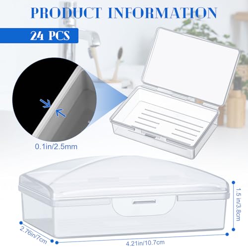 Reallnaive 24-Pack Travel Soap Case - Portable Plastic Container with Lid