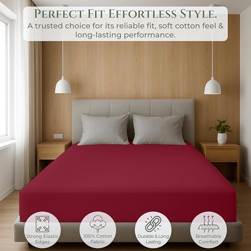 Red Royale Linens King Fitted Sheet 100% Cotton Deep Pocket Bedding