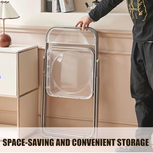 2-Pack Clear Acrylic Folding Chairs, Heavy Duty Space-Saving Seating