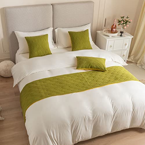 Quilted Fleece Bed Runner - Solid Color Modern Bed Scarf Protector