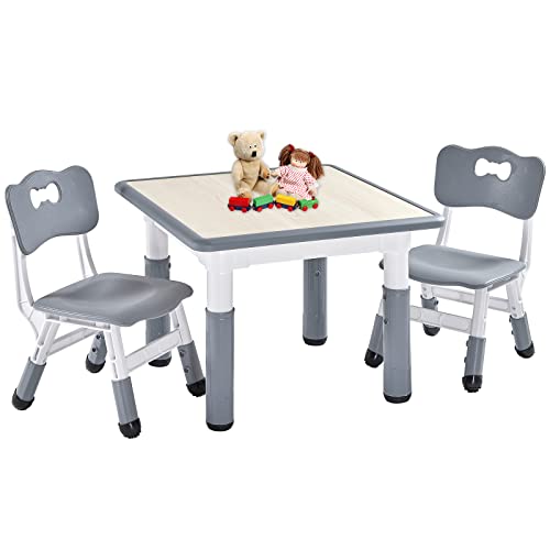 Adjustable Kids Table and 2 Chairs Set for Arts, Crafts, and Play - Gray