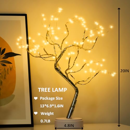 20" LED Bonsai Tree Lamp with USB/Battery Power - DIY Decor