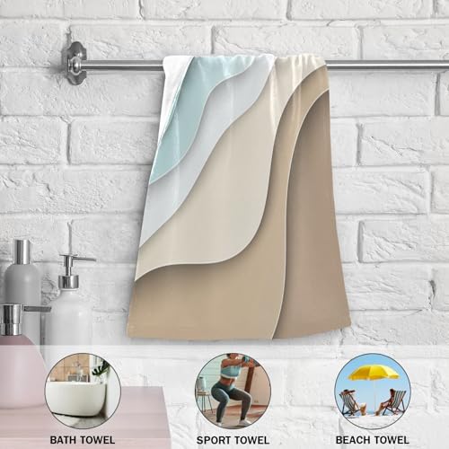 Abstract Beach Theme Hand Towels - Turquoise Brown Gradient Set of 2