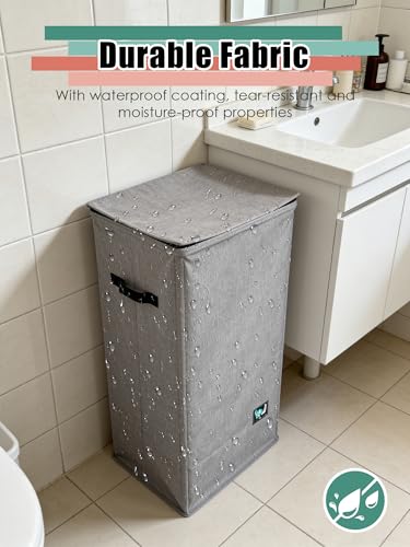 Large 100L Laundry Hamper with Lid, Collapsible Clothes Basket with Liner