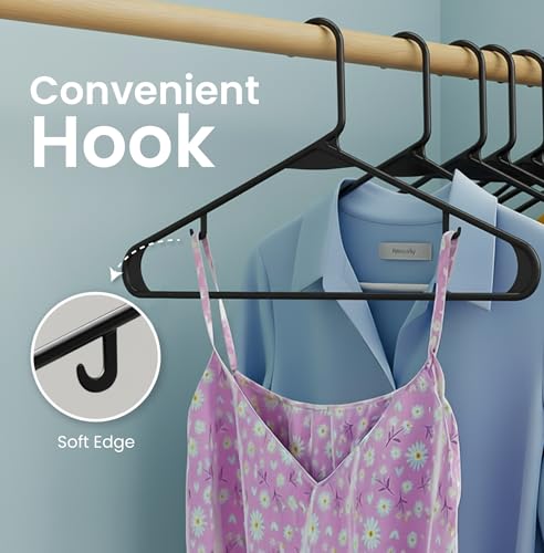 Plastic Clothes Hangers 50 Pack Black Space Saving Closet Organizers