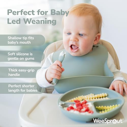 Silicone Baby Spoons for Self Feeding with Carrying Case, 3 Pack
