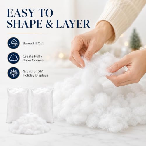 Fluffy Artificial Snow Fiber Blanket for Christmas & Village Decor (2 Bags)