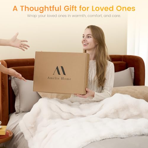 Heated Faux Fur Throw Blanket, 50x60 Inch Electric Blanket with 8 Heat Levels