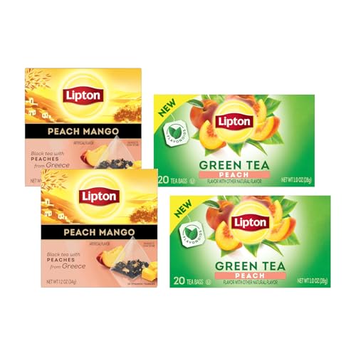 Lipton Peach Green Tea & Peach Mango Black Tea 20 CT (2ea) (Variety Pack)