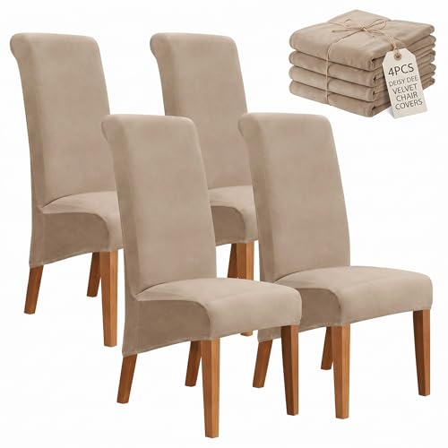 XL Velvet Dining Chair Covers - Removable & Washable Protectors