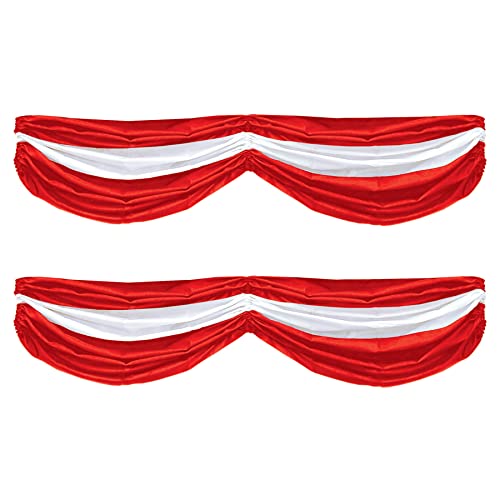 Red and White Fabric Bunting Swags – 2 Pack Patriotic Party Decorations