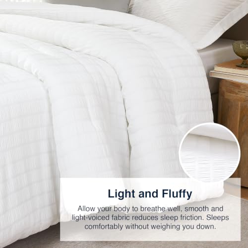 Queen Seersucker Comforter Set - 3PC Lightweight Bedding