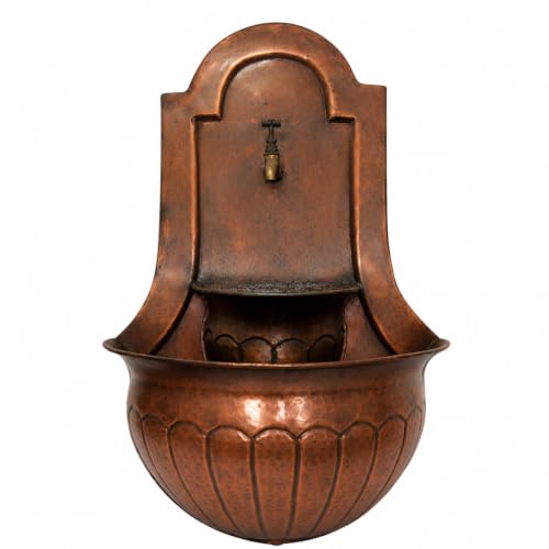 Handcrafted 16-Gauge Pure Copper Wall Fountain - Antique Hammered Water Feature