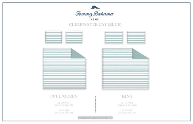 Tommy Bahama - King Duvet Cover Set, Cotton Bedding with Matching Shams & Button Closure, Super Soft Bedding Set (Clearwater Cay Blue, King)