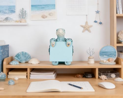 Sea Turtle Sticky Note Dispenser, Blue Resin Desk Decor with 100 Sheets