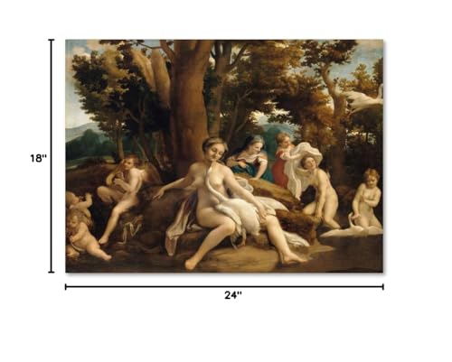 Canvas Wall Art - Correggio 'Leda And The Swan' Wall Art for Living Room, Bedroom, or Office Décor by Trademark Fine Art