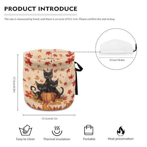 Black Cat Pumpkin Tea Cozy - Insulated Teapot Warmer Cover