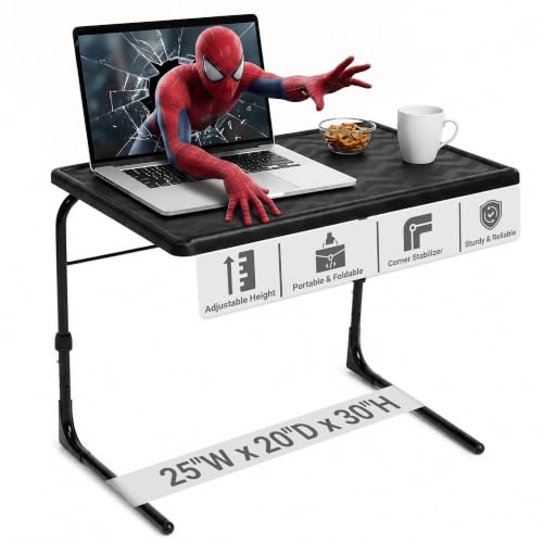 Adjustable Folding TV Tray Table with Cup Holder for Laptop and Dining