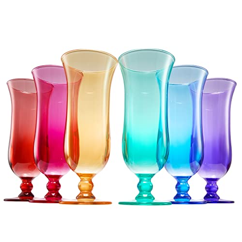 The Wine Savant Hurricane Pina Colada Cocktail Glasses Set of 6, 14oz BPA-Free Reusable Plastic