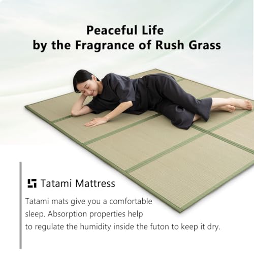 Japanese Tatami Mat Twin Size - Foldable Natural Rush Grass Floor Mattress