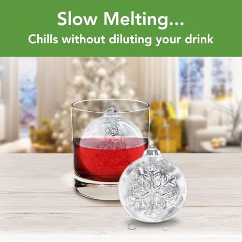 Tovolo Christmas Tree & Snowflake Ornament Ice Mold Set of 2, Red - Festive Holiday Cocktail Ice Shapes