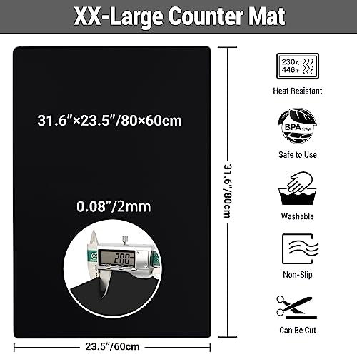 Extra Large Silicone Countertop Protector Mat - 31.6" x 23.5" Heat Resistant