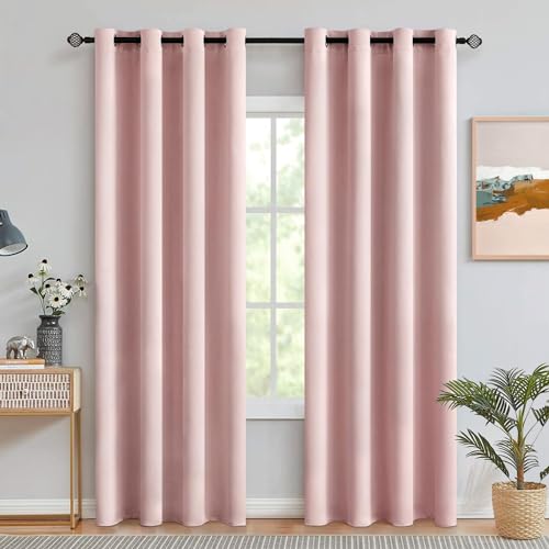 Light Pink Blackout Curtains - 84 Inch Room Darkening Drapes