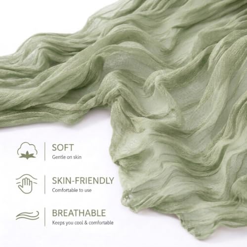 6-Pack Sage Green Cheesecloth Table Runners, 17x108 Inch Boho Gauze Runners