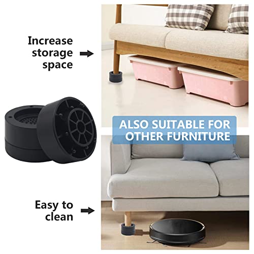 Heavy Duty Furniture Risers - 2 Inch Black Bed Lifts (Set of 4)