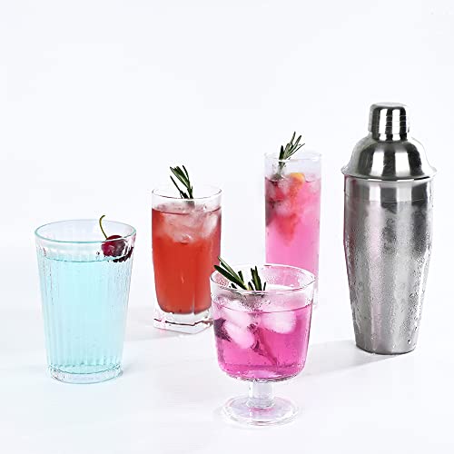 Etens 24oz Silver Cocktail Shaker with Built-In Strainer – Stainless Steel Bartender Mixer