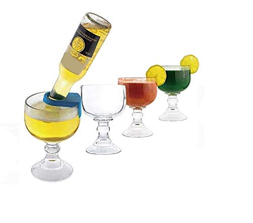 Chefcaptain Classic 21.5 Oz Margarita & Cocktail Glass Set of 4 with Color Clips