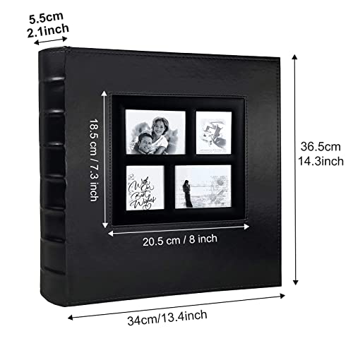 Large 4x6 Photo Album - 600 Capacity PU Leather Memory Book with Window