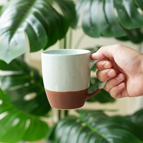 Bosmarlin Mint Blue Ceramic Tea Mug with Infuser & Lid, 16 Oz Steeping Tea Cup
