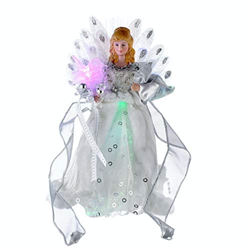 KSA 12 Elegant Silver and White LED Angel Christmas Tree Topper