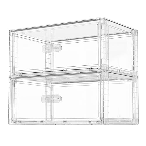 Clear Stackable Storage Drawers 23QT 2 Pack Plastic Underbed Organizer