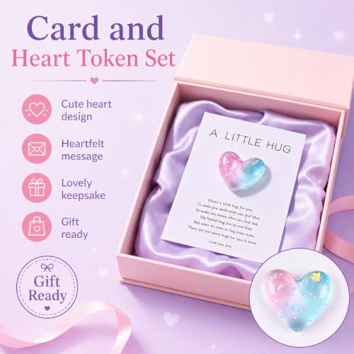 Kryoflare Pink & Blue Heart Pocket Hug Token Gift - Inspirational Support Card