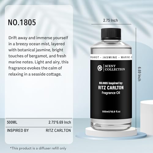 Luxury Hotel Fragrance Oil Refill - 500ml (16.9 fl oz) for Diffusers & HVAC