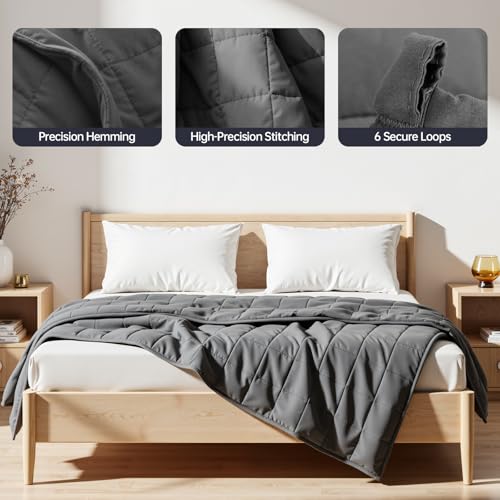 Breathable Cotton Weighted Blanket for Adults - 15 lbs Queen