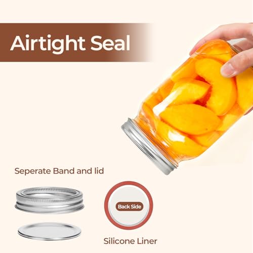 32 oz Wide Mouth Mason Jars with Lids (2 Pack) - 1 Quart Glass Canning Jars